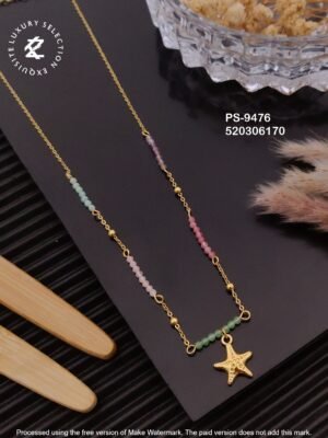 PS-9476 Anti-Tarnish Stainless Steel Summer Style Crystal Necklace