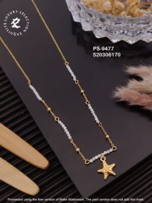 PS-9477 Anti-Tarnish Stainless Steel Summer Style Crystal Necklace