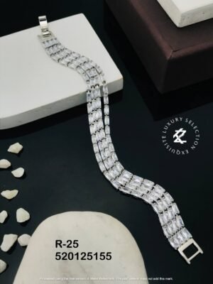 R-25 Anti-Tarnish Stainless Steel Silver Plated Bracelet Style Bhabhi Rakhi