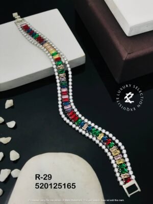 R-29 Anti-Tarnish Stainless Steel Silver Plated Bracelet Style Bhabhi Rakhi