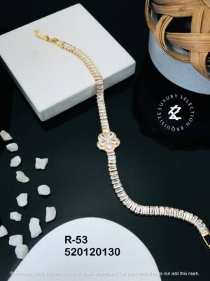 R-53 Anti-Tarnish Stainless Steel Gold Plated Bracelet Style Bhabhi Rakhi