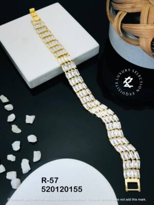 R-57 Anti-Tarnish Stainless Steel Gold Plated Bracelet Style Bhabhi Rakhi