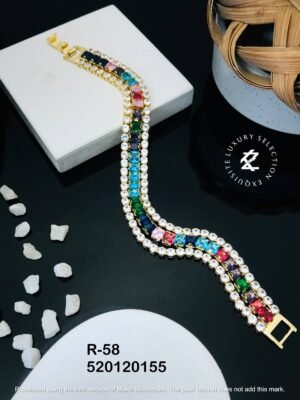 R-58 Anti-Tarnish Stainless Steel Gold Plated Bracelet Style Bhabhi Rakhi