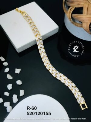 R-60 Anti-Tarnish Stainless Steel Gold Plated Bracelet Style Bhabhi Rakhi