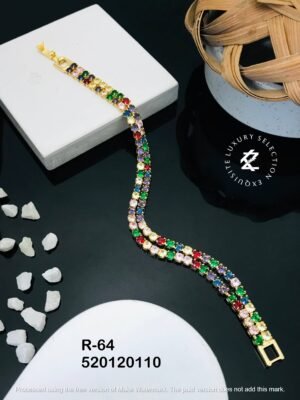 R-64 Anti-Tarnish Stainless Steel Gold Plated Bracelet Style Bhabhi Rakhi