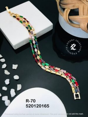R-70 Anti-Tarnish Stainless Steel Gold Plated Bracelet Style Bhabhi Rakhi