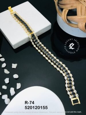 R-74 Anti-Tarnish Stainless Steel Gold Plated Bracelet Style Bhabhi Rakhi