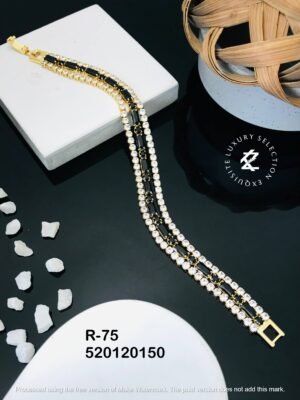 R-75 Anti-Tarnish Stainless Steel Gold Plated Bracelet Style Bhabhi Rakhi