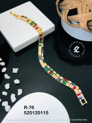 R-76 Anti-Tarnish Stainless Steel Gold Plated Bracelet Style Bhabhi Rakhi