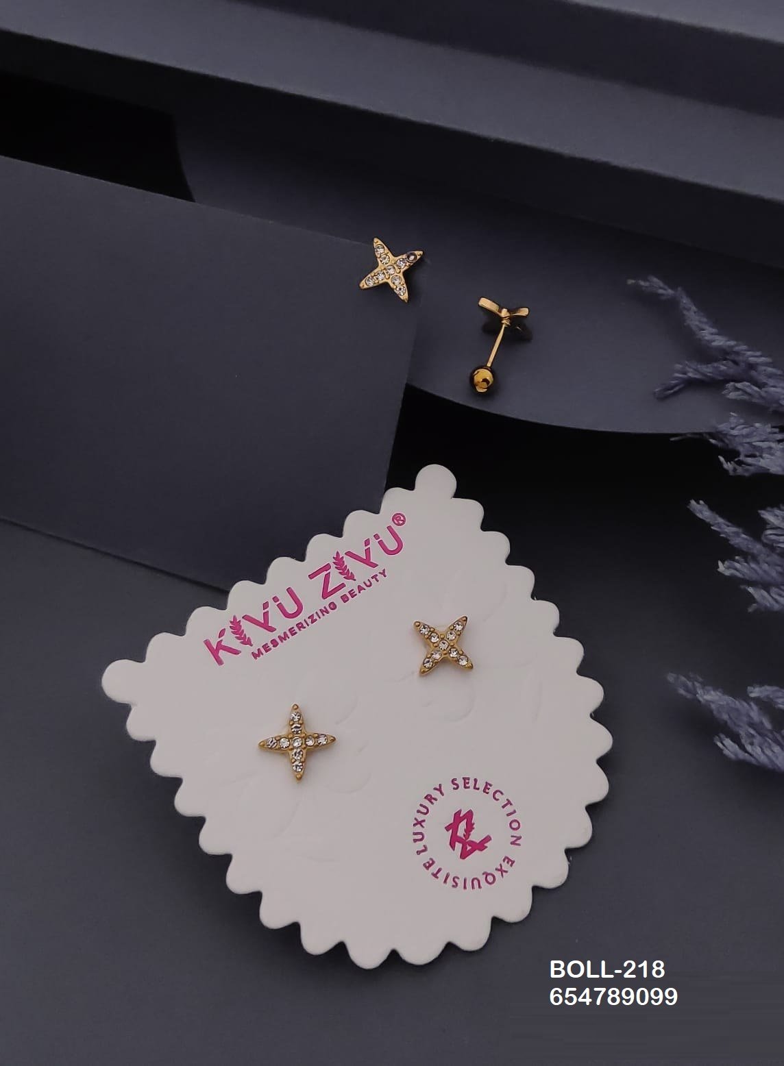 BOLL-218 Anti-Tarnish Stainless Steel Boll Back Studs - Kiyu ziyu By Anjni Creation