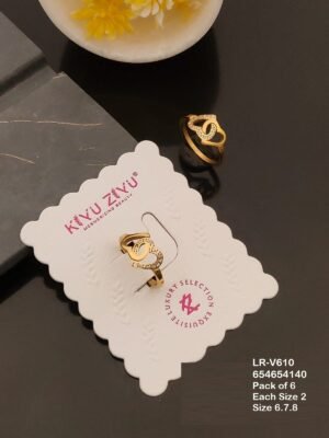 LR-V610 Anti-Tarnish Stainless Steel Pack Of 6 Rings - Kiyu ziyu By Anjni Creation