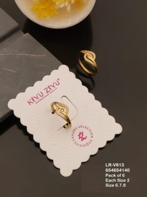 LR-V613 Anti-Tarnish Stainless Steel Pack Of 6 Rings - Kiyu ziyu By Anjni Creation
