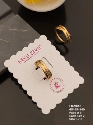 LR-V616 Anti-Tarnish Stainless Steel Pack Of 6 Rings - Kiyu ziyu By Anjni Creation