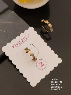 LR-V617 Anti-Tarnish Stainless Steel Pack Of 6 Rings - Kiyu ziyu By Anjni Creation