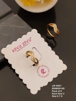 LR-V621 Anti-Tarnish Stainless Steel Pack Of 6 Rings - Kiyu ziyu By Anjni Creation