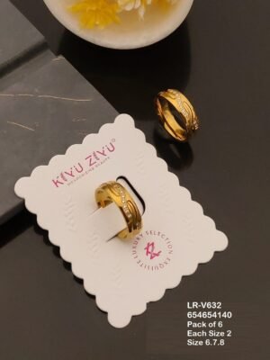 LR-V632 Anti-Tarnish Stainless Steel Pack Of 6 Rings - Kiyu ziyu By Anjni Creation