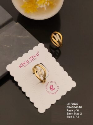 LR-V639 Anti-Tarnish Stainless Steel Pack Of 6 Rings - Kiyu ziyu By Anjni Creation