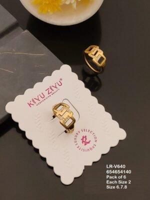 LR-V640 Anti-Tarnish Stainless Steel Pack Of 6 Rings - Kiyu ziyu By Anjni Creation
