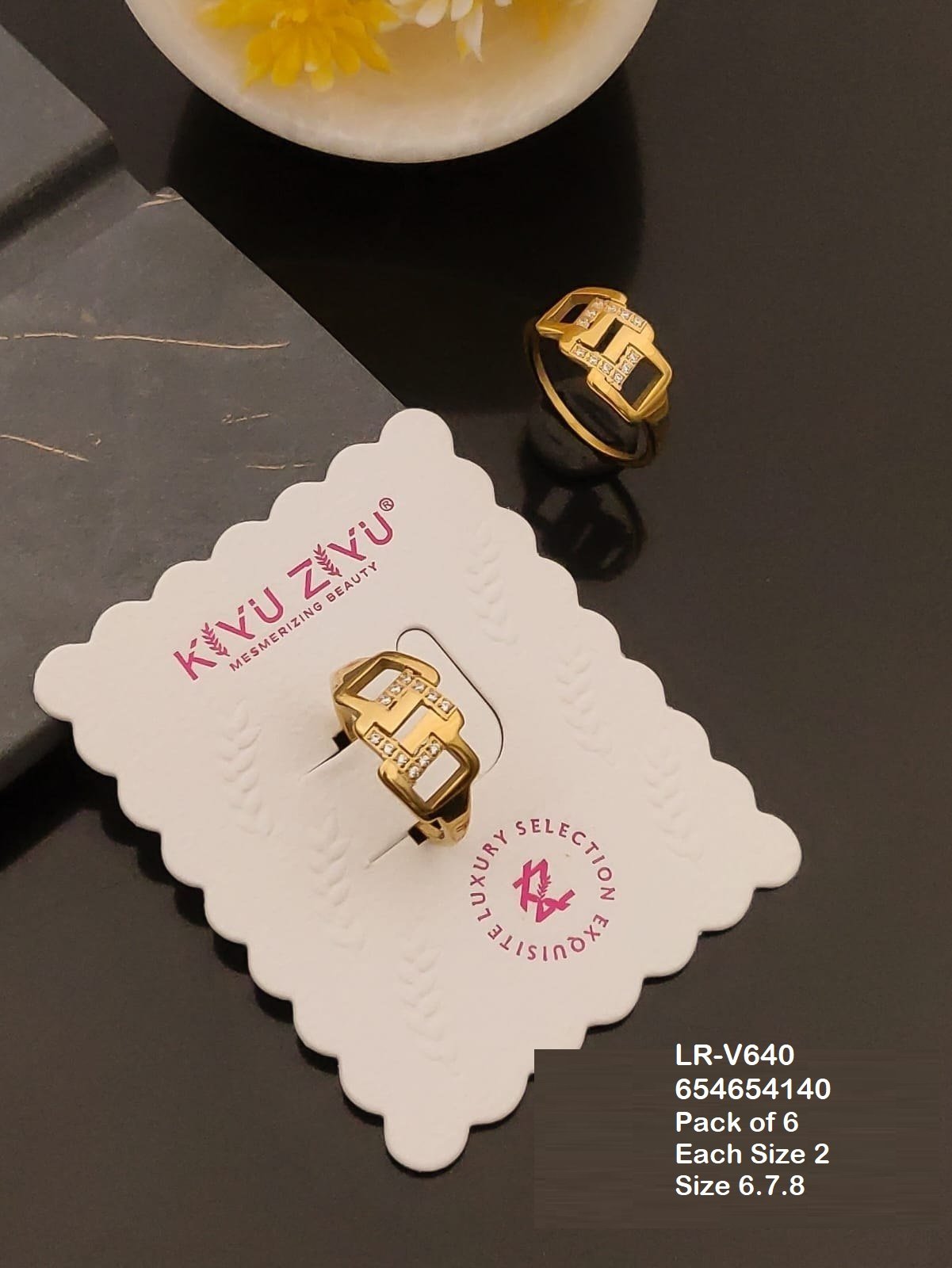 LR-V640 Anti-Tarnish Stainless Steel Pack Of 6 Rings - Kiyu ziyu By Anjni Creation