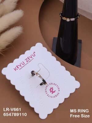 LR-V661 Anti-Tarnish Stainless Steel Black Beads Free Size Rings - Kiyu ziyu By Anjni Creation