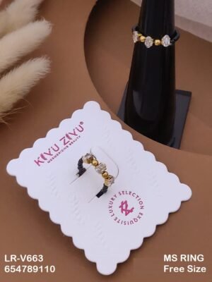 LR-V663 Anti-Tarnish Stainless Steel Black Beads Free Size Rings - Kiyu ziyu By Anjni Creation