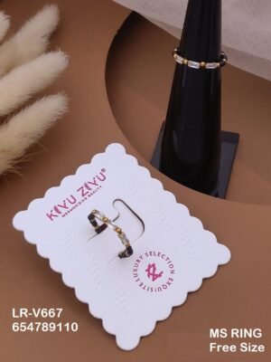 LR-V667 Anti-Tarnish Stainless Steel Black Beads Free Size Rings - Kiyu ziyu By Anjni Creation