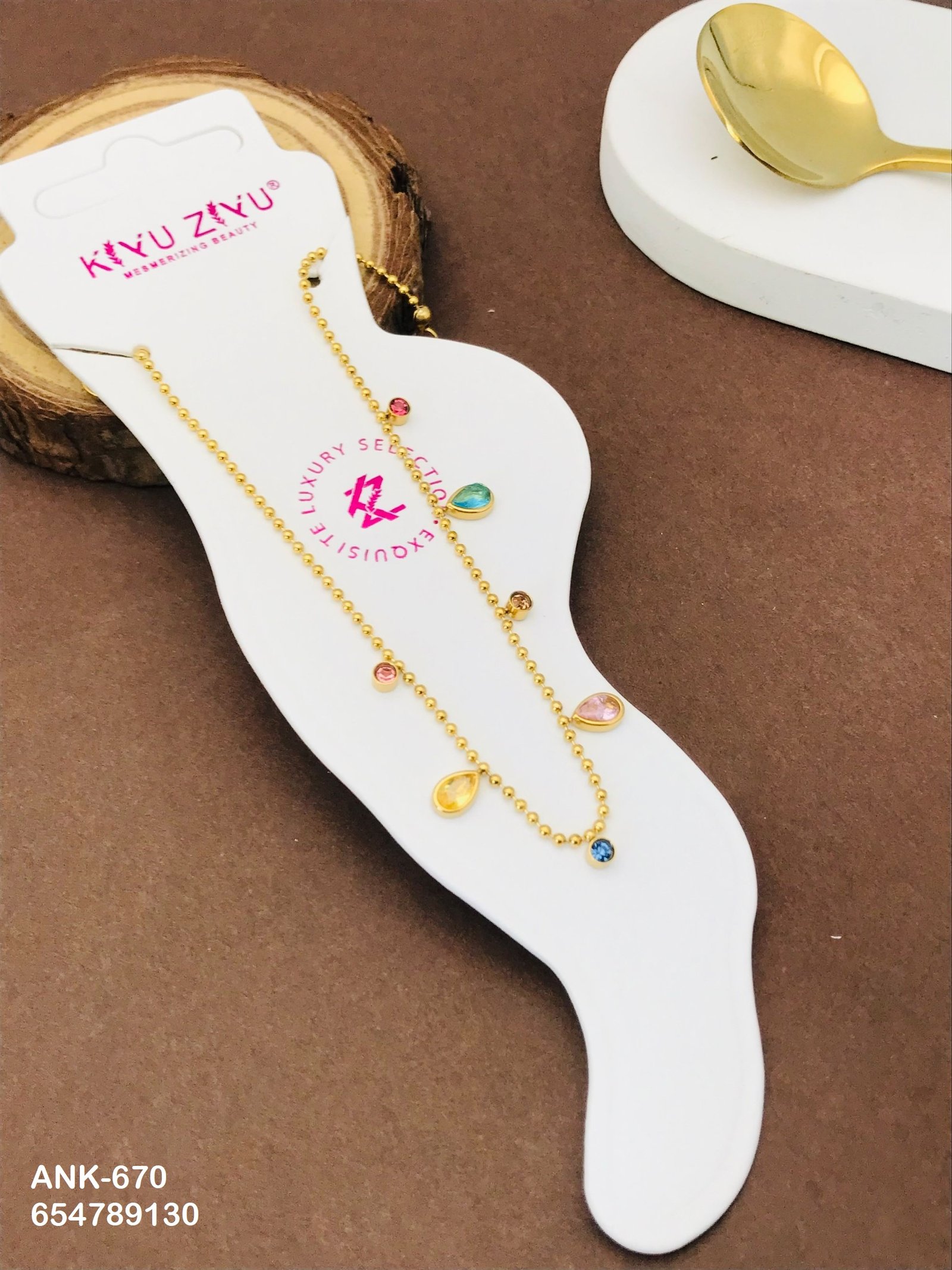 ANK-670 Anti-Tarnish Stainless Steel Anklets - Kiyu ziyu By Anjni Creation