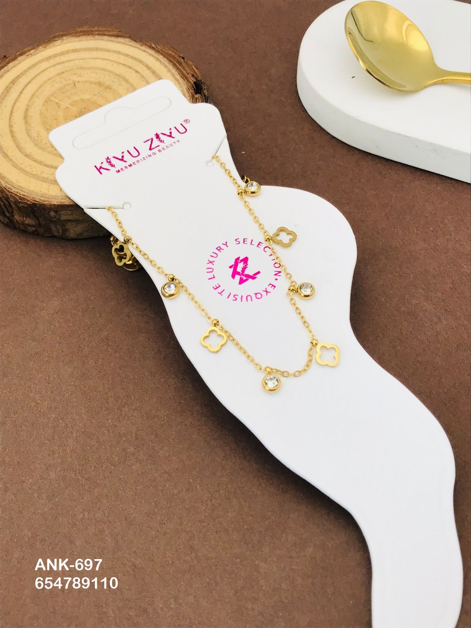 ANK-697 Anti-Tarnish Stainless Steel Anklets - Kiyu ziyu By Anjni Creation