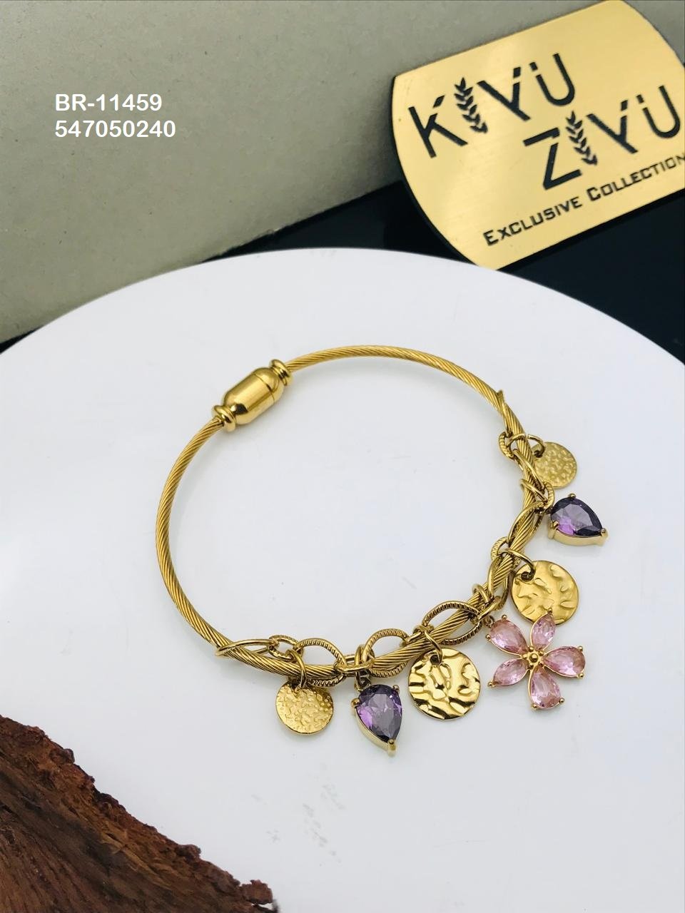 BR-11459 Anti-Tarnish Stainless Steel Charms Style Bracelet - Kiyu ziyu By Anjni Creation