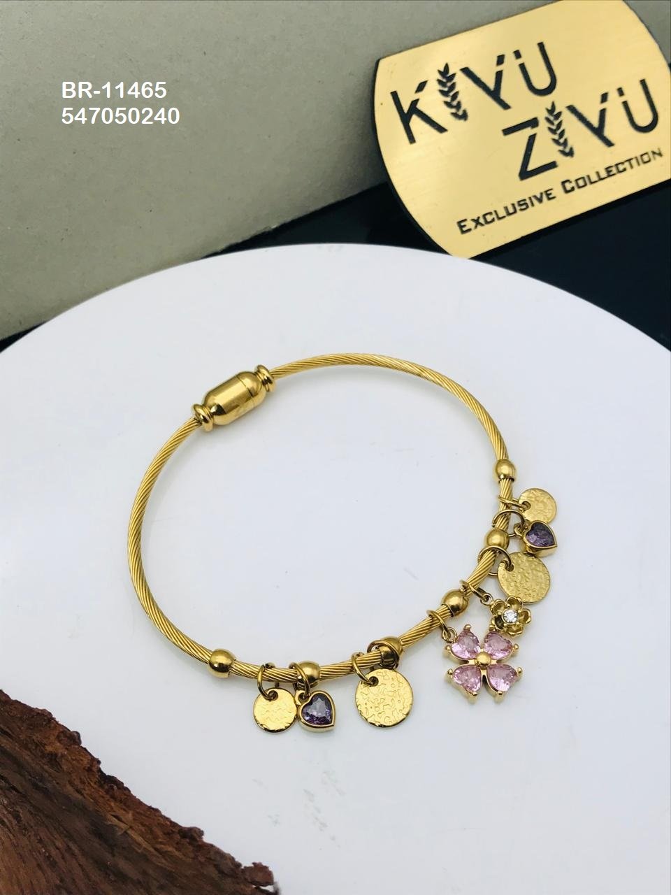 BR-11465 Anti-Tarnish Stainless Steel Charms Style Bracelet - Kiyu ziyu By Anjni Creation