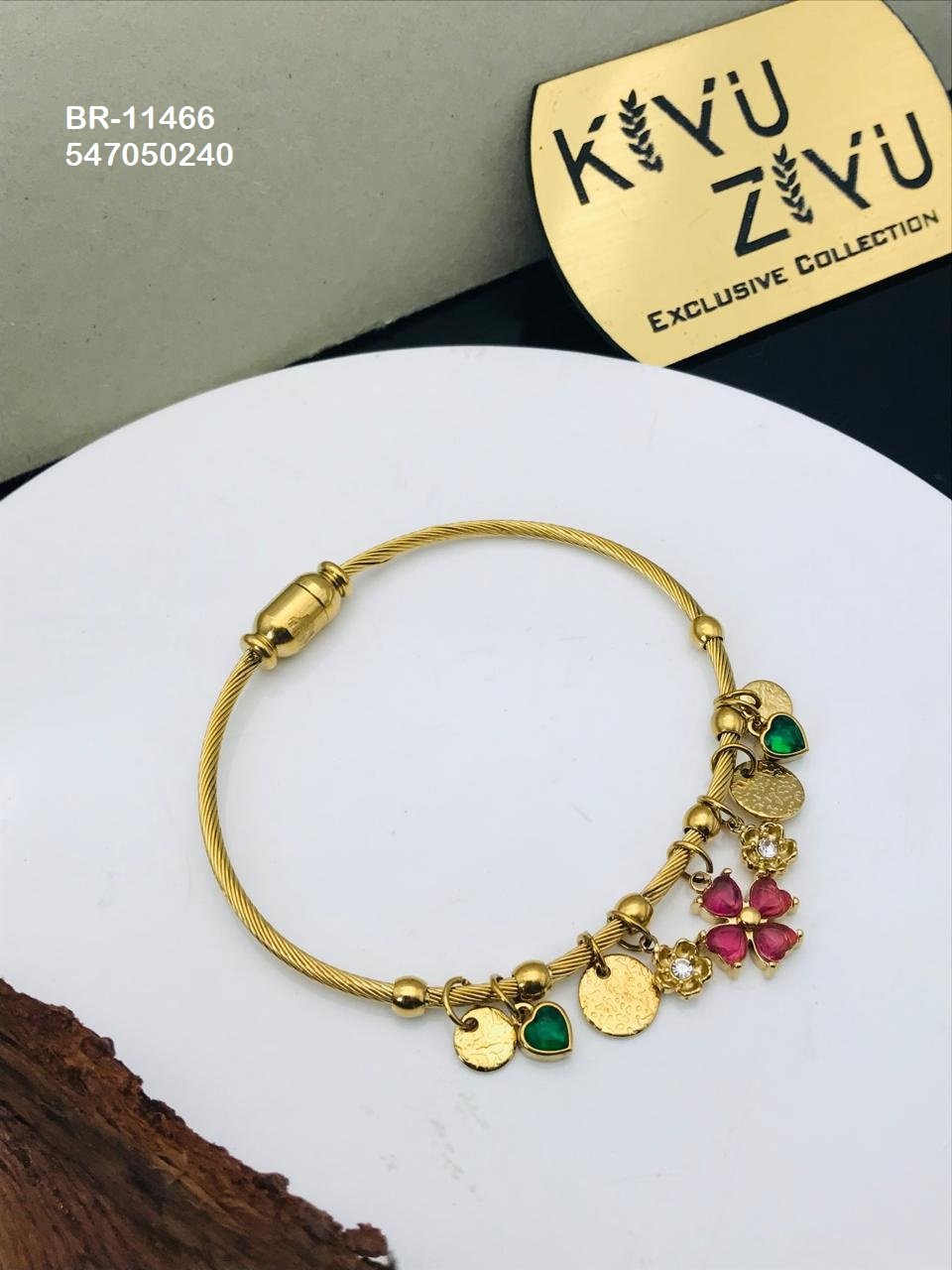 BR-11466 Anti-Tarnish Stainless Steel Charms Style Bracelet - Kiyu ziyu By Anjni Creation