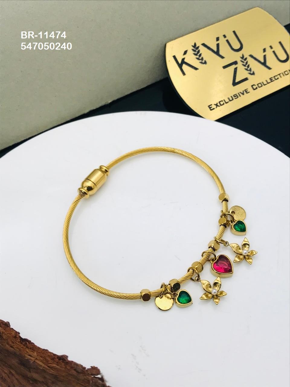 BR-11474 Anti-Tarnish Stainless Steel Charms Style Bracelet - Kiyu ziyu By Anjni Creation