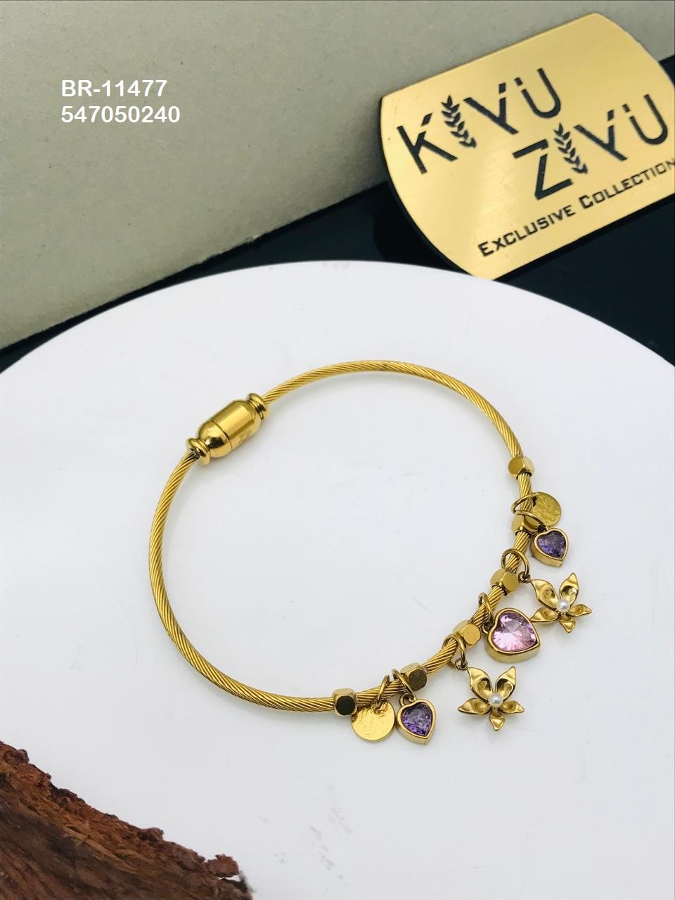 BR-11477 Anti-Tarnish Stainless Steel Charms Style Bracelet - Kiyu ziyu By Anjni Creation