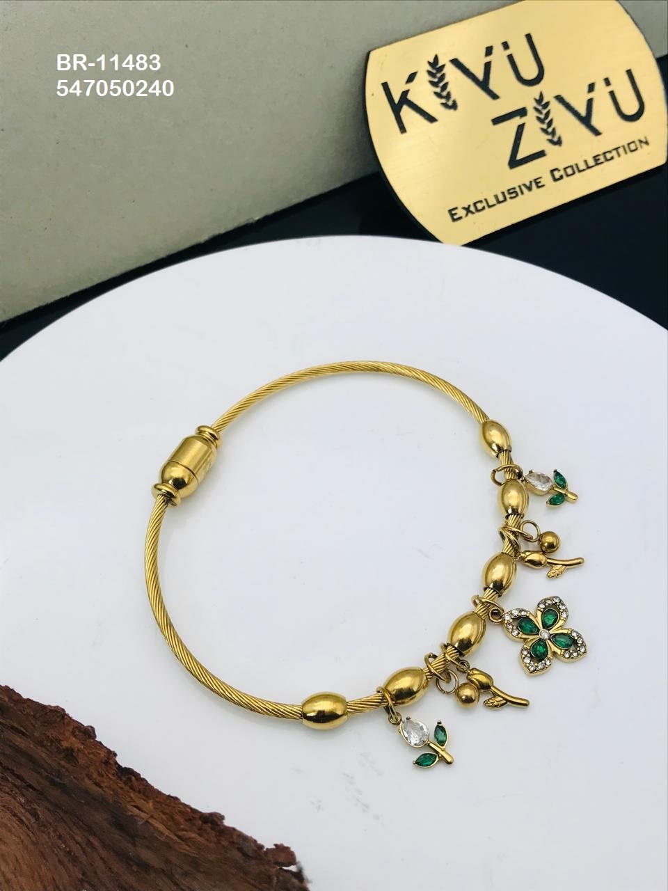 BR-11483 Anti-Tarnish Stainless Steel Charms Style Bracelet - Kiyu ziyu By Anjni Creation