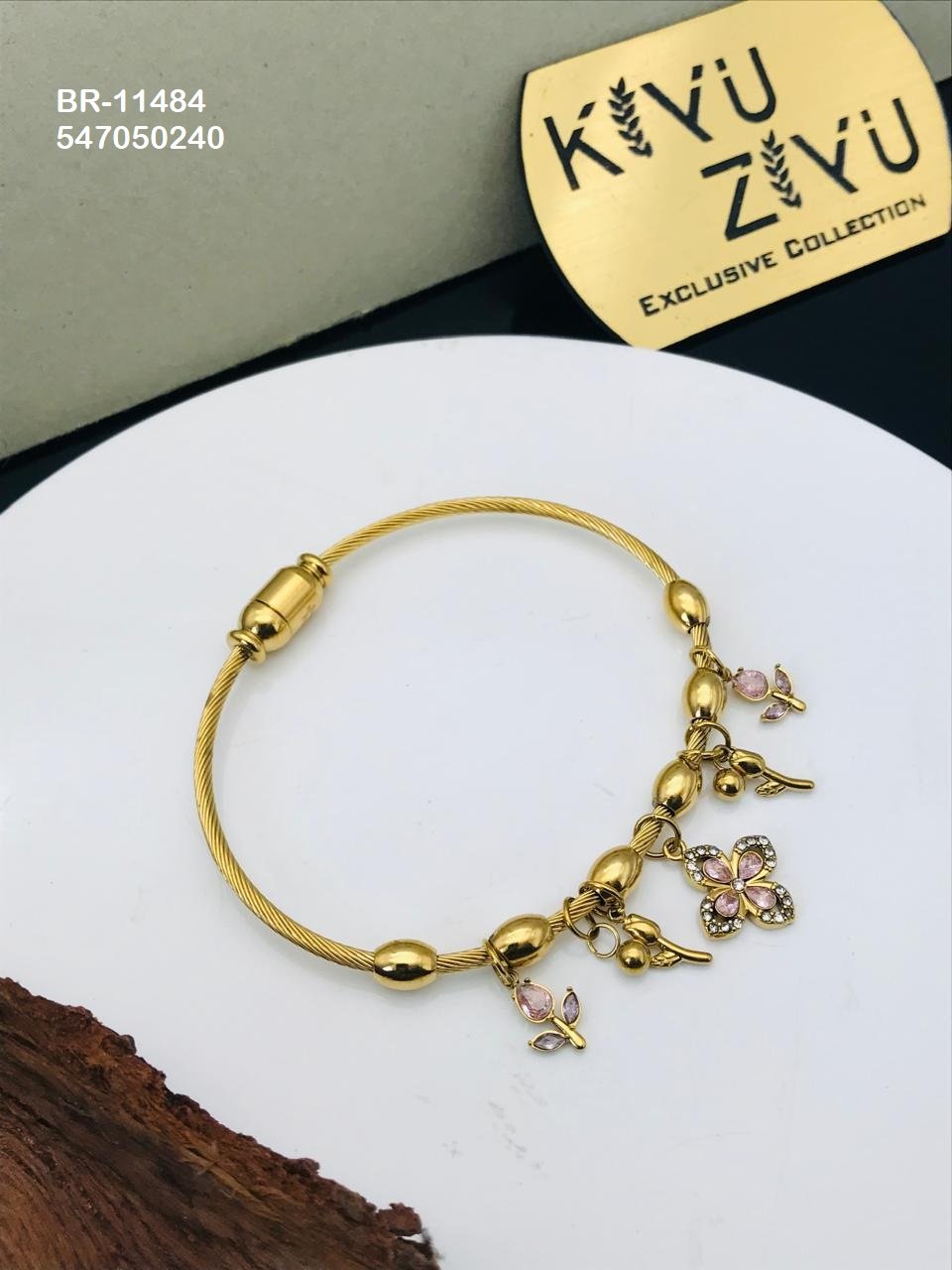 BR-11484 Anti-Tarnish Stainless Steel Charms Style Bracelet - Kiyu ziyu By Anjni Creation