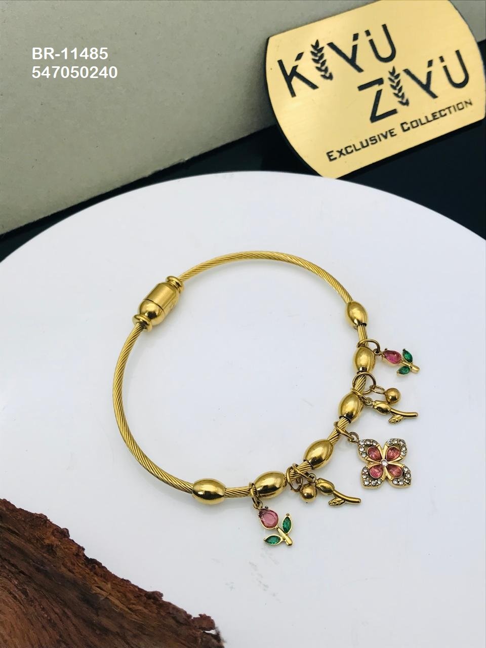 BR-11485 Anti-Tarnish Stainless Steel Charms Style Bracelet - Kiyu ziyu By Anjni Creation