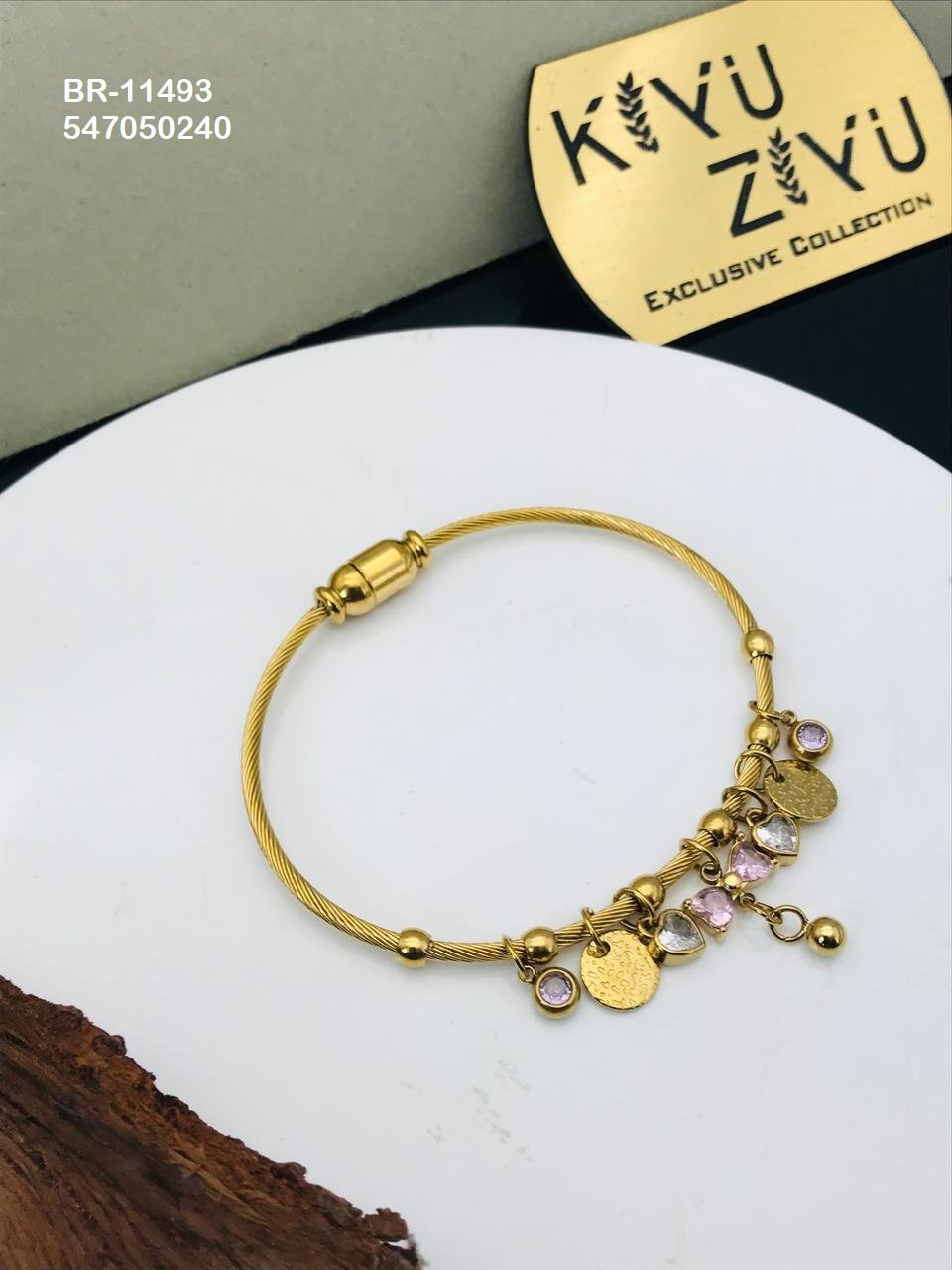 BR-11493 Anti-Tarnish Stainless Steel Charms Style Bracelet - Kiyu ziyu By Anjni Creation