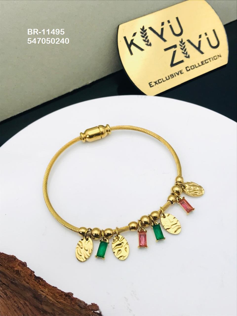 BR-11495 Anti-Tarnish Stainless Steel Charms Style Bracelet - Kiyu ziyu By Anjni Creation