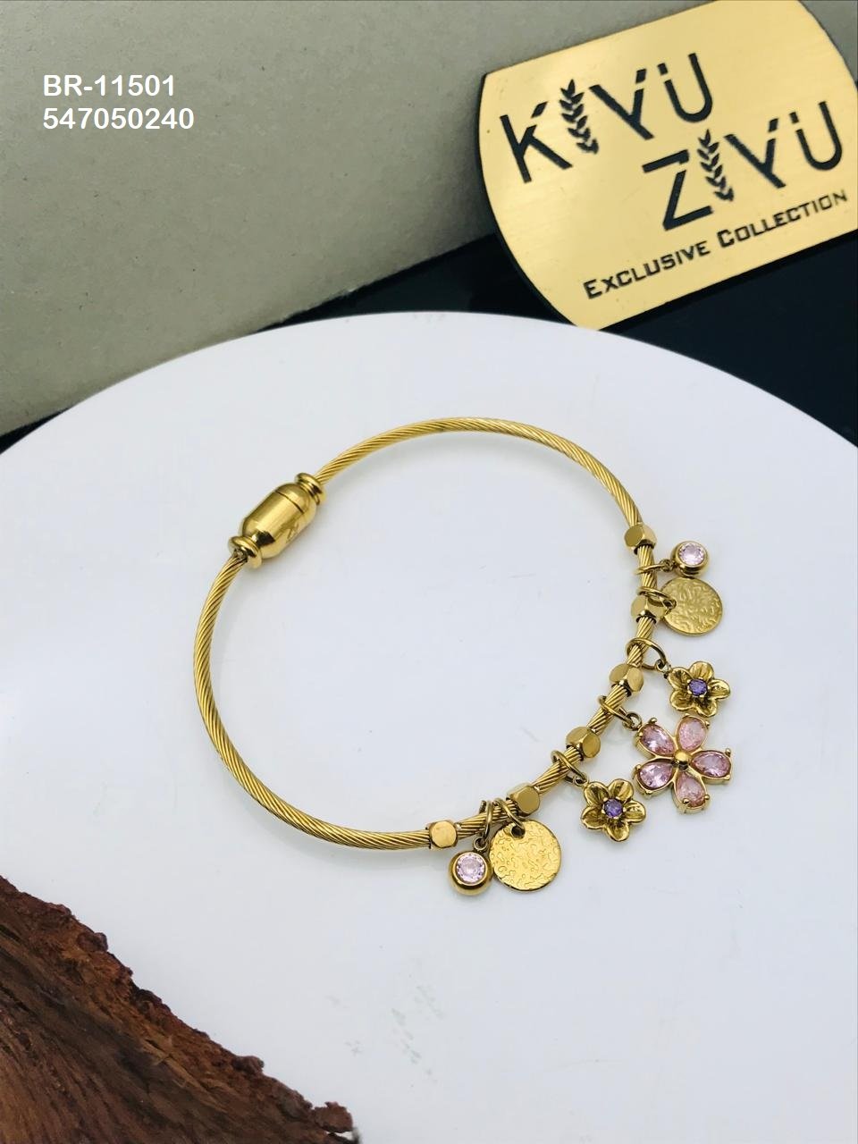 BR-11501 Anti-Tarnish Stainless Steel Charms Style Bracelet - Kiyu ziyu By Anjni Creation