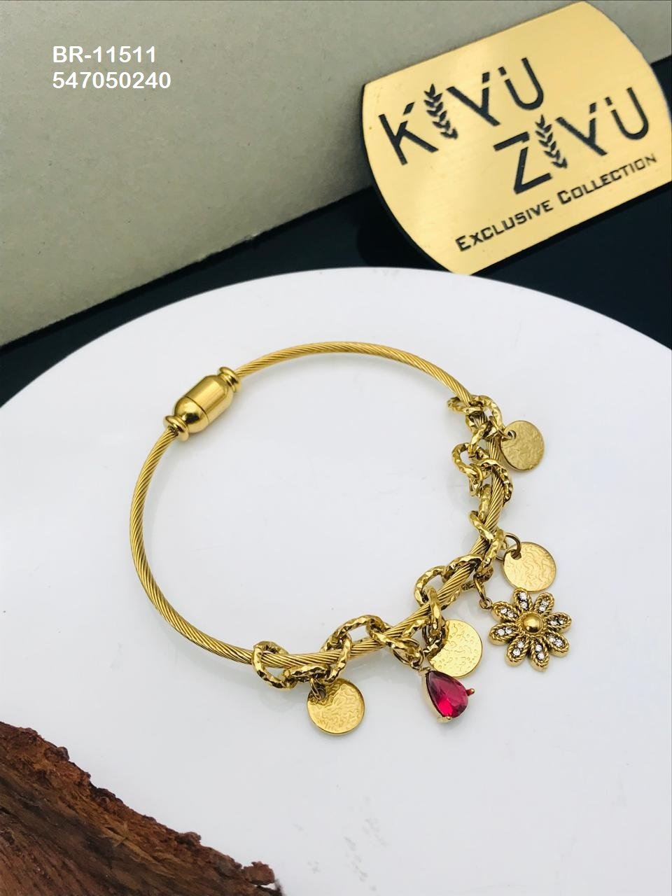 BR-11511 Anti-Tarnish Stainless Steel Charms Style Bracelet - Kiyu ziyu By Anjni Creation