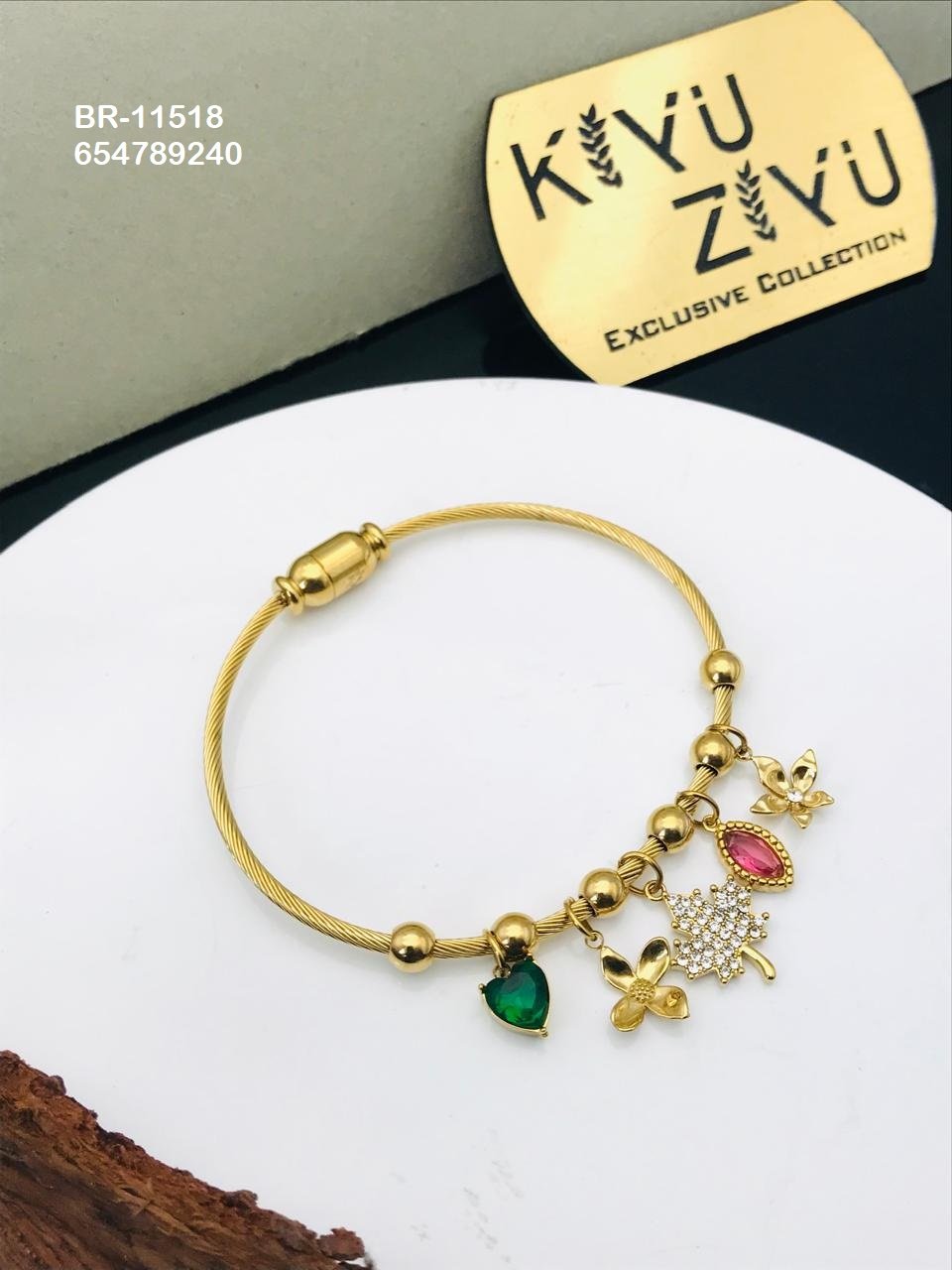 BR-11518 Anti-Tarnish Stainless Steel Charms Style Bracelet - Kiyu ziyu By Anjni Creation