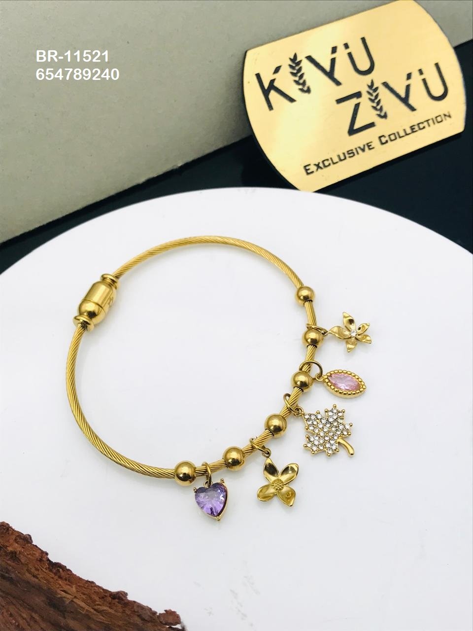 BR-11521 Anti-Tarnish Stainless Steel Charms Style Bracelet - Kiyu ziyu By Anjni Creation
