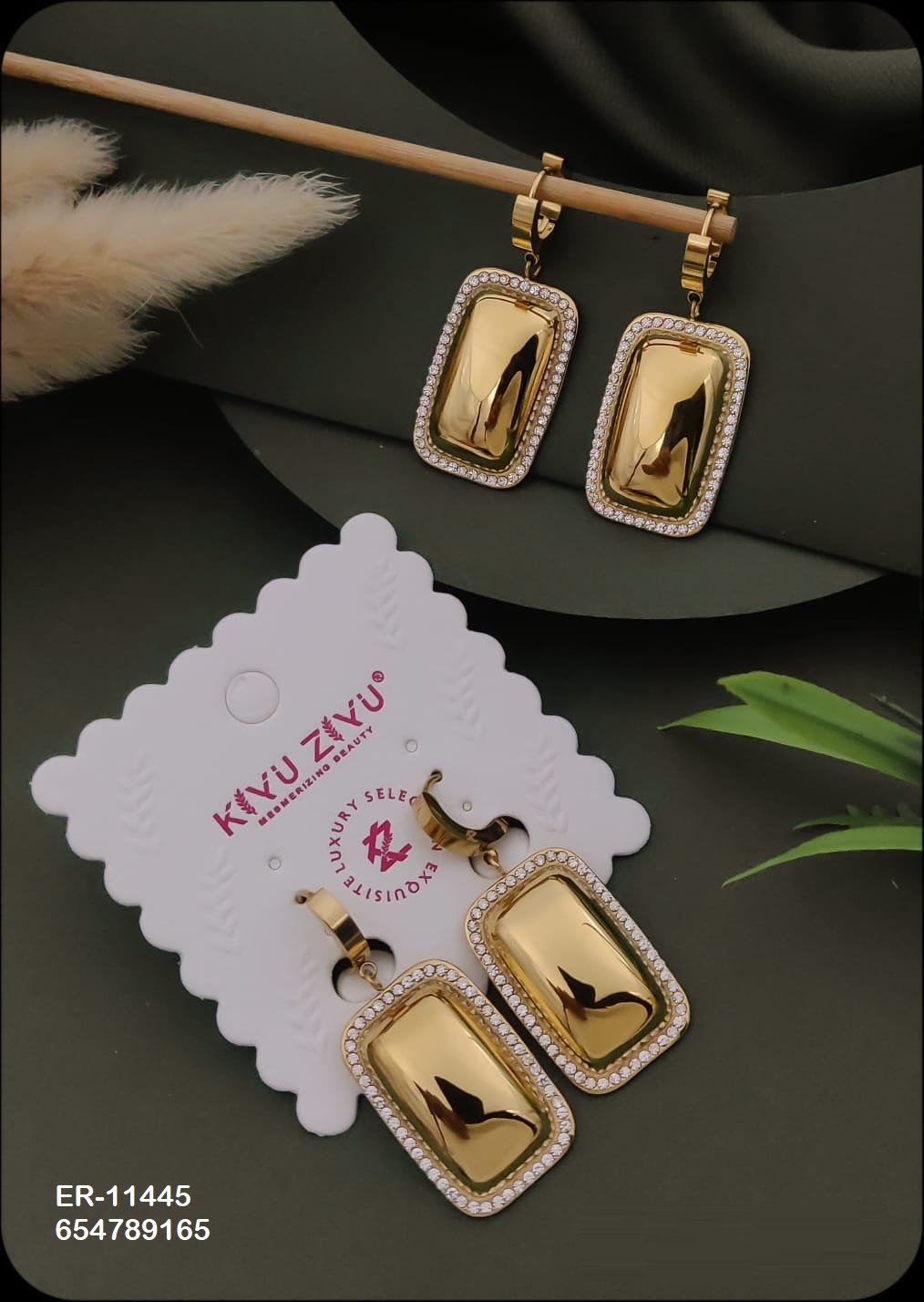 ER-11445 Anti-Tarnish Stainless Steel Earrings - Kiyu ziyu By Anjni Creation