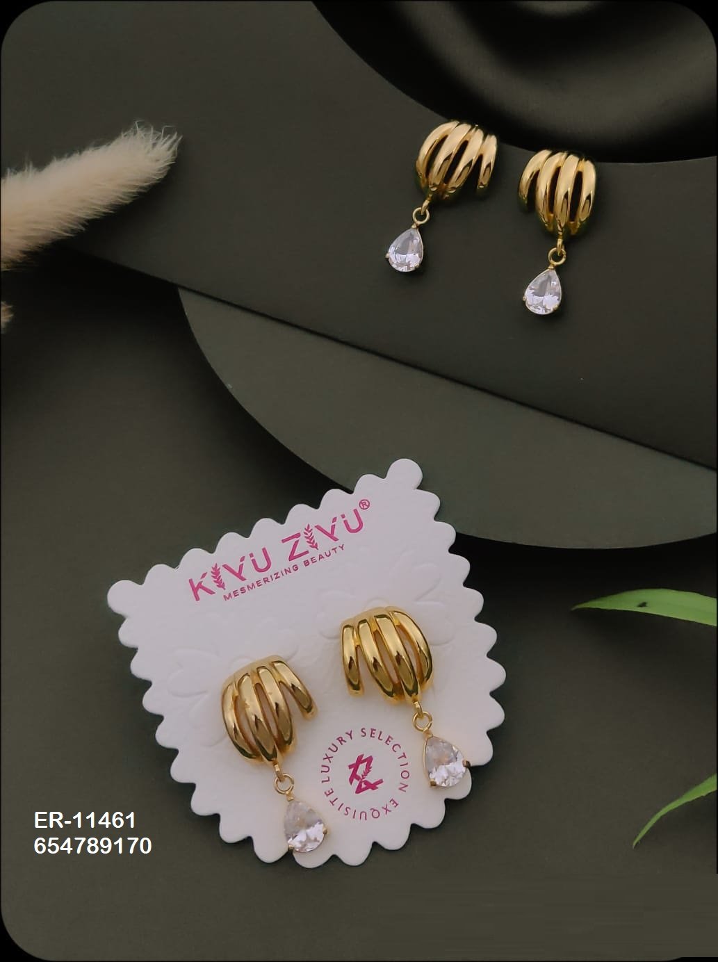 ER-11461 Anti-Tarnish Stainless Steel Earrings - Kiyu ziyu By Anjni Creation