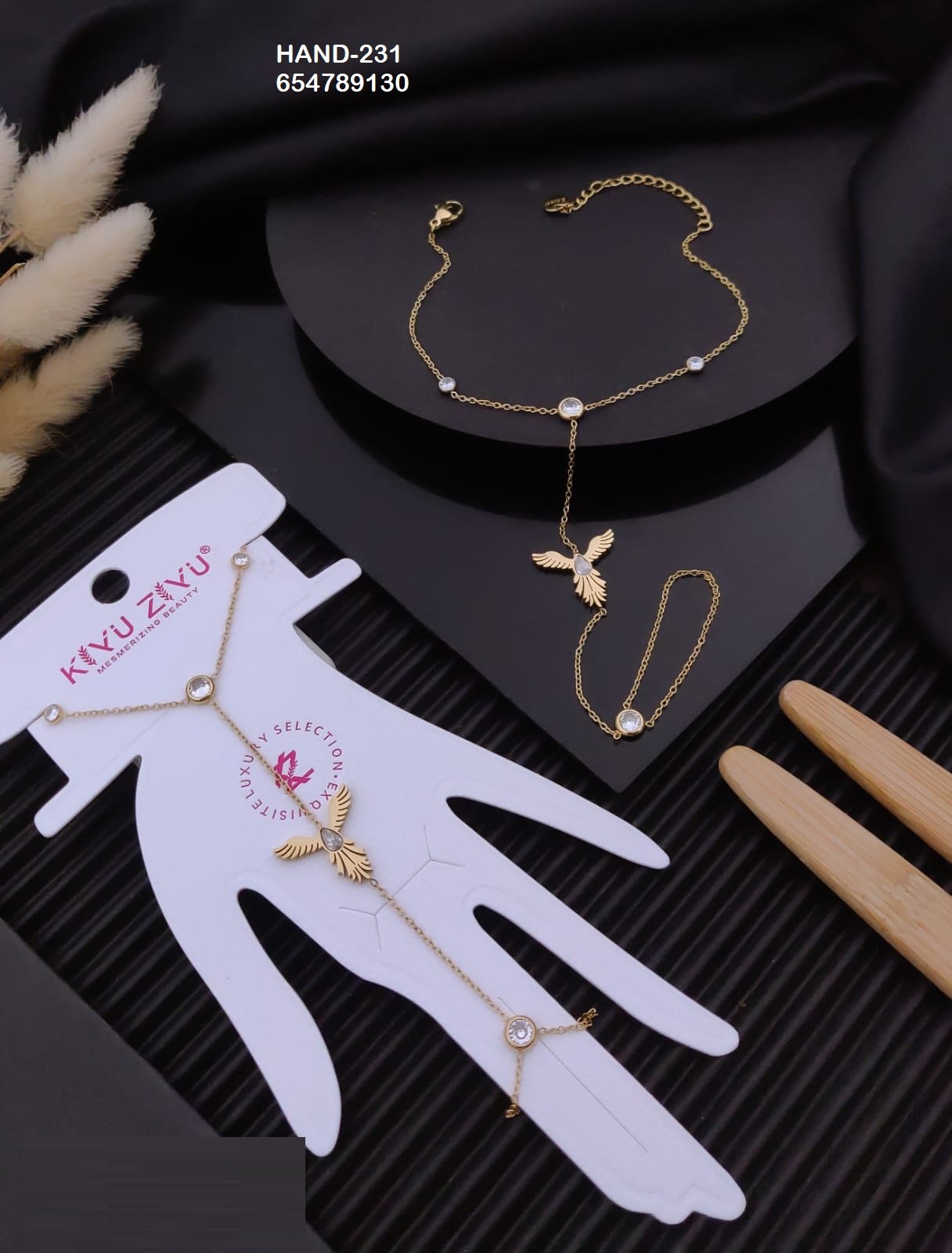 HAND-231 Anti-Tarnish Stainless Steel Hand Chain - Kiyu ziyu By Anjni Creation