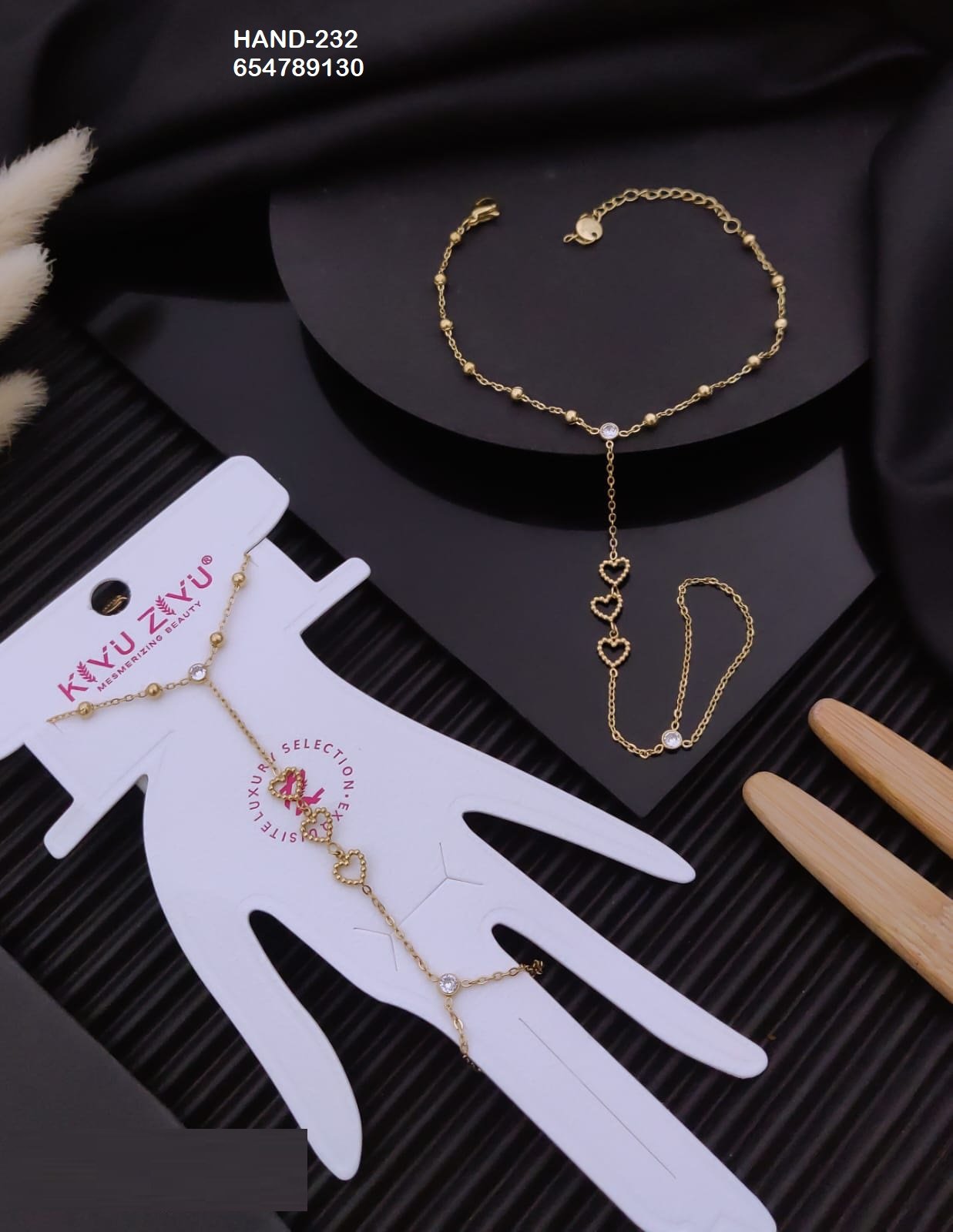 HAND-232 Anti-Tarnish Stainless Steel Hand Chain - Kiyu ziyu By Anjni Creation